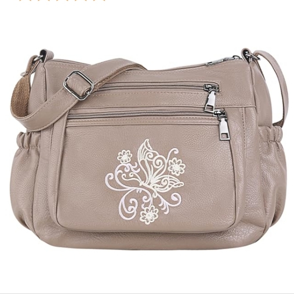 Crossbody Shoulder Bag Print Pocketbooks Soft PU Leather Multi Poskets